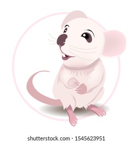 Vector cute rat with white background. Cartoon animal.