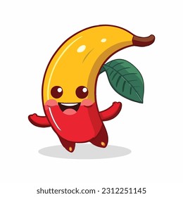 vector cute red banana cartoon style