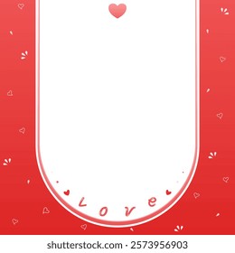 Vector - Cute red border with little word "LOVE" and mini heart. Copy space. Can be use for invitation card. Valentine's Day, wedding, Ceremony concept.