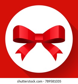 Vector cute red bow icon Flat style