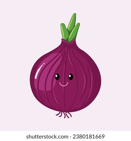  	
Vector cute red onion cartoon illustration hand drawn