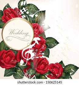 Vector cute red roses in vintage style for design