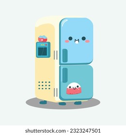 vector cute refrigerator cartoon style