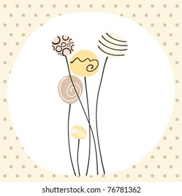 Vector cute retro flowers illustration