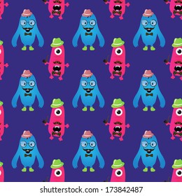 Vector Freaky Cute Retro Hipster Monsters Stock Vector (Royalty Free ...