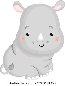 a vector of a cute rhino