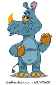 Vector cute rhinoceros standing