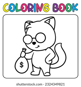 Vector cute rich dog for children's coloring page vector illustration