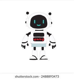 vector cute robot cartoon from front