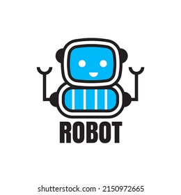 Diseño del logotipo de mascota robot lindo vector