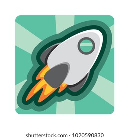 Vector cute rocket icon colorful isolated