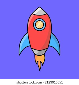 vector of a cute rocket. made with outlines. suitable for coloring books for children.