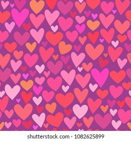 Vector cute romantic cartoon hand drawing hearts seamless pattern background
