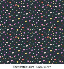 Vector cute romantic cartoon hearts seamless pattern background