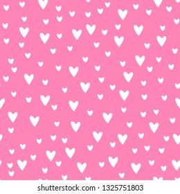 Vector cute romantic cartoon hearts seamless pattern background