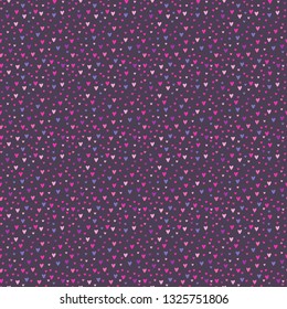 Vector cute romantic cartoon hearts seamless pattern background