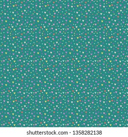 Vector cute romantic cartoon hearts seamless pattern background
