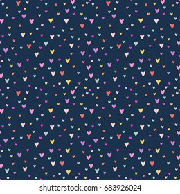 Vector cute romantic cartoon hearts seamless pattern background