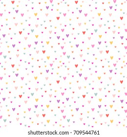 Vector cute romantic cartoon hearts seamless pattern background