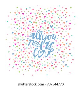 Vector cute romantic cartoon hearts card background