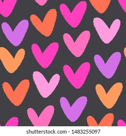 Vector cute romantic hand drawing hearts seamless pattern background