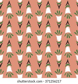 Vector cute romantic hand drawing tulips seamless pattern background 