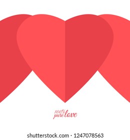 Vector cute romantic paper heart card background template