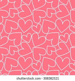 Vector cute romantic paper hearts seamless Valentine's Day background pattern
