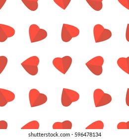 Vector cute romantic paper hearts seamless pattern background