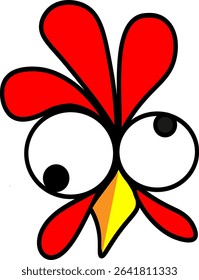 Vector cute rooster with yellow beak. Fun design for textile, poster, banner, postcard
