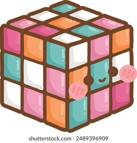 a vector of a cute rubik cube