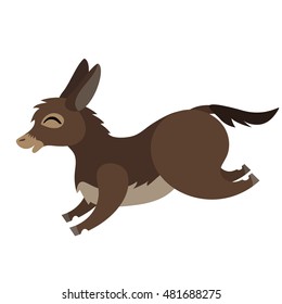 Vector cute running cartoon funny donkey