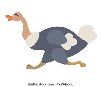 Vector cute running ostrich 
