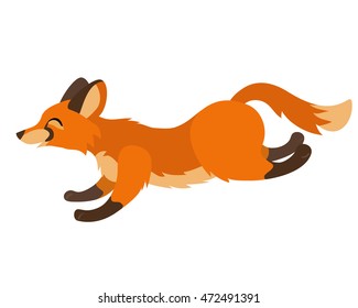 Vector cute running simple red fox for children alphabet illustration