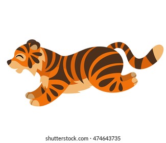 Vector cute running tiger for children alphabet illustration
