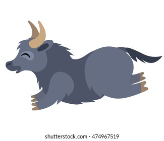 Vector cute running yak for children alphabet illustration