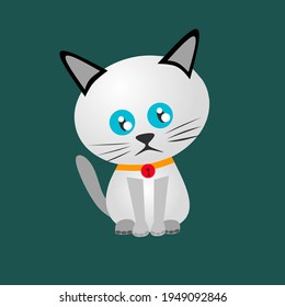 vector cute sad cat in white color