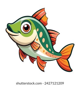 Vector cute salmon fish cartoon on white background