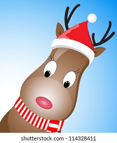 vector cute Santa Claus Deer on blue background