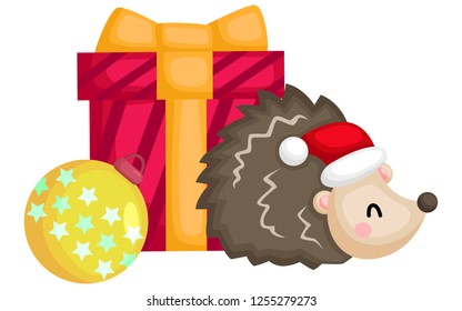 a vector of a cute Santa Hedgehog
