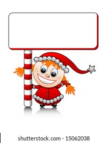 Vector cute Santa helper girl with blank for your text