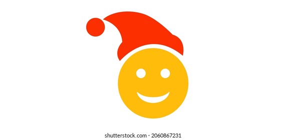 Vector cute Santa-like smiling face. Happy New Year symbol