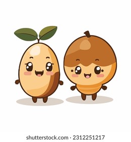 vector cute sapodilla cartoon style