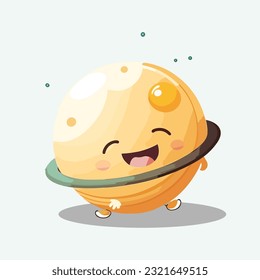 vector cute saturn cartoon style