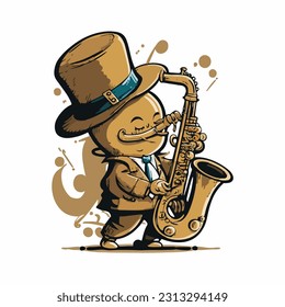 vector cute saxophone cartoon style