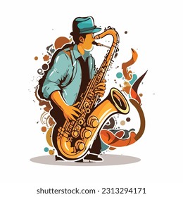 vector cute saxophone cartoon style