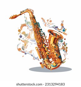 estilo vectorial lindo saxofón de dibujos animados