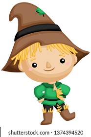 A Vector Of A Cute Scarecrow Standing Up