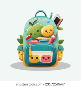 vector cute school bag cartoon style