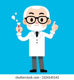 Vector cute scientist character holding lab tube